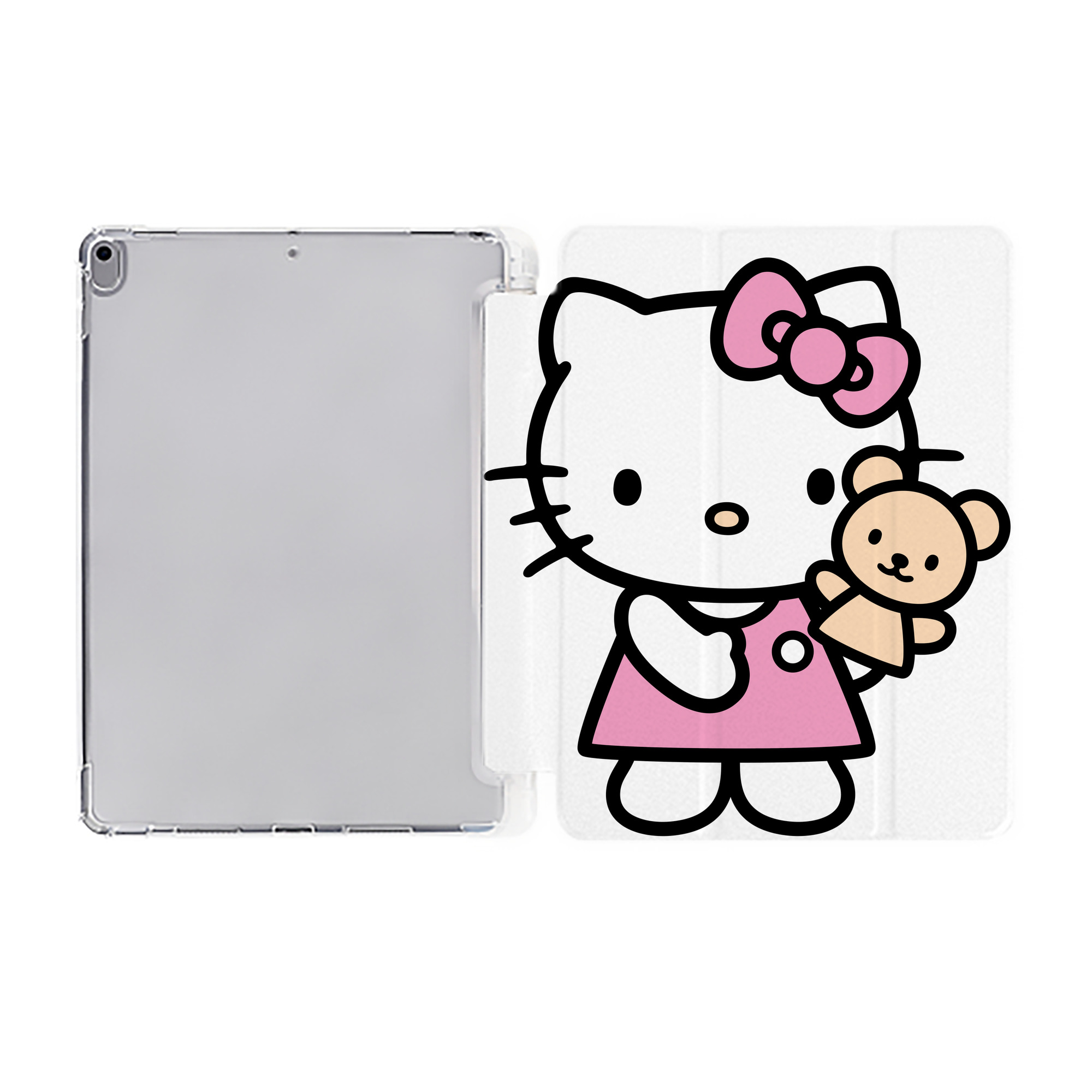 （画像用） Hello Kitty ハローキティ IPad ケース ペン収納付き 三つ折りスタンド PUレザー×シリコン 対応機種9.5/10.5/10.9インチ